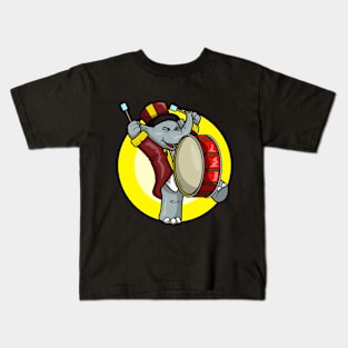 Funny elephant is playing the drum Kids T-Shirt